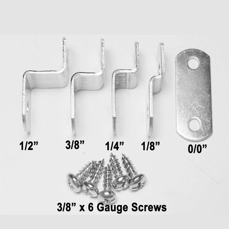888 Corp Offset Canvas Clips for Picture Framing Assorted Small Sizes, 10 Each 0/0", 1/8", 1/4" 3/8" 1/2", 10 Pieces Each Size Packed with 100 Screws - Image 2